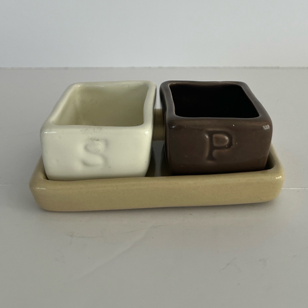 COPY - Used Pottery Barn Studio Salt Pepper Cellars & Tray Barbara Eigen.